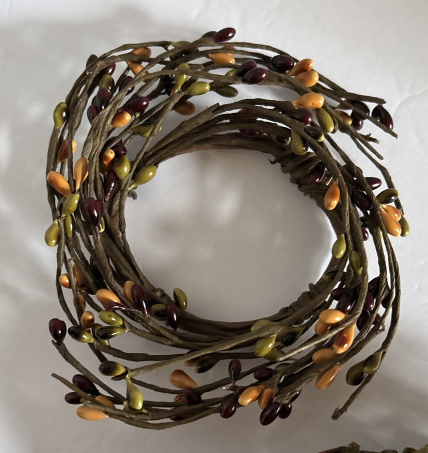 4 Sizes Fall Pip Berry Candle Ring Wreath Country Autumn