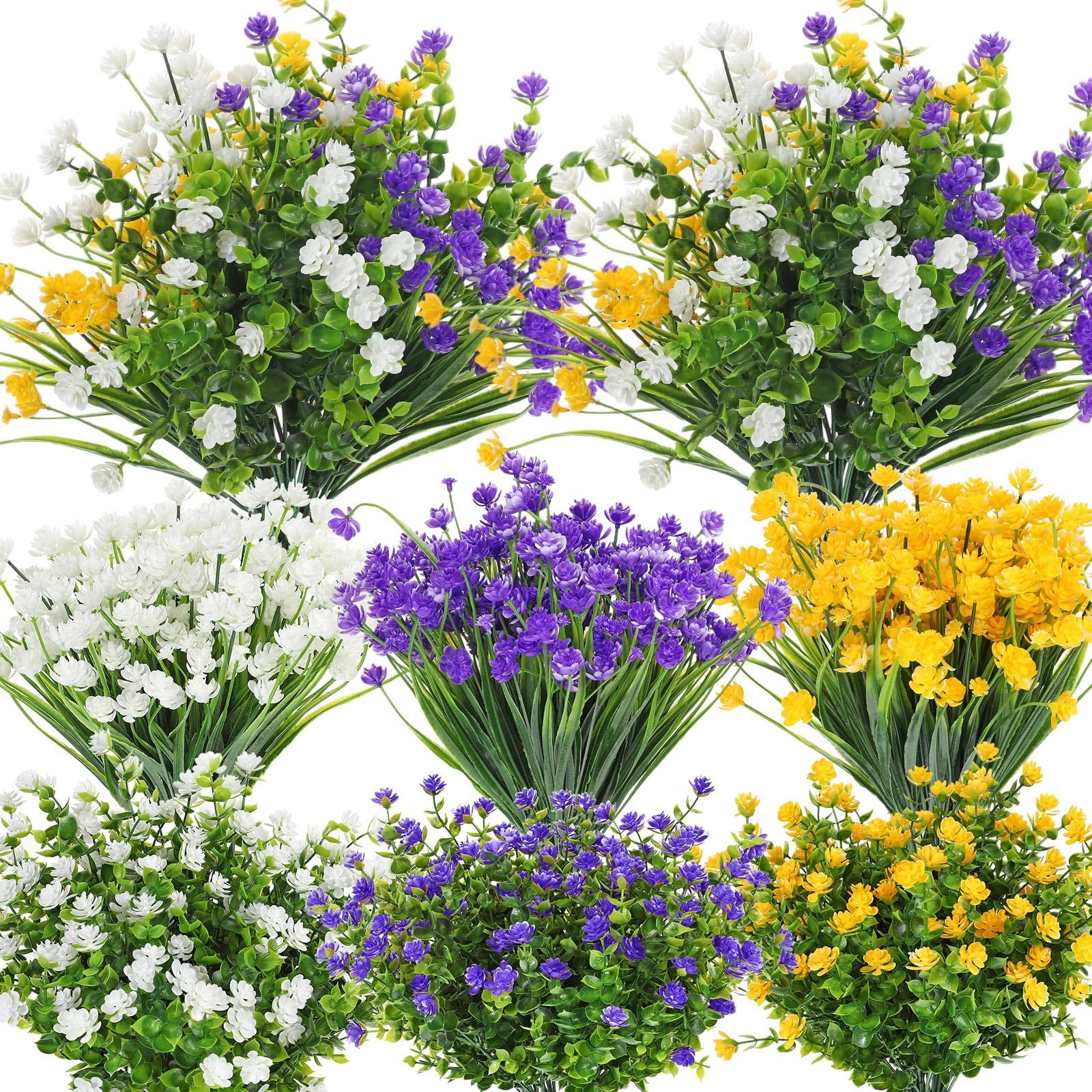 36 Bundles Artificial Flowers for Outdoor, UV Resistant Faux Artificial Plant…