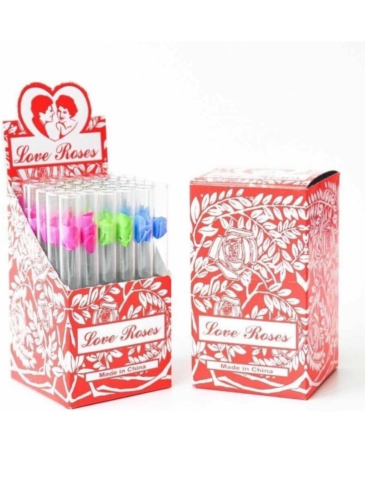 Love Roses Artificial Rose Flower Tubes Assorted Colors Display Pack