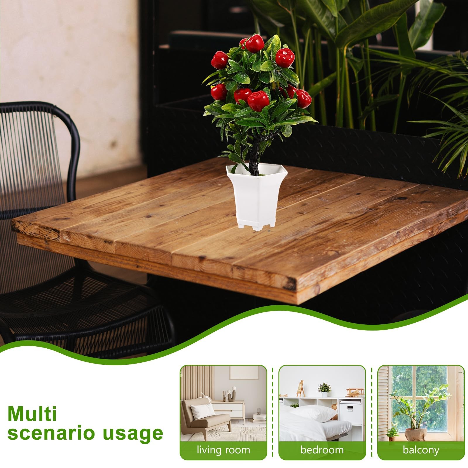 Simulated Apple Ornaments Faux Apples Artificial Fruit Tree Decor with Pot fo…