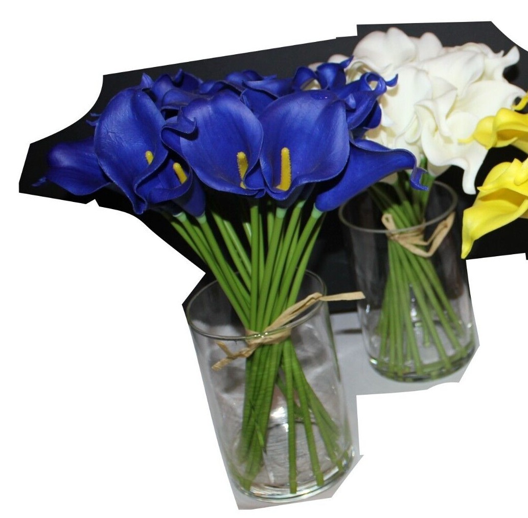 Valentines Anniversary 12″ Calla Lilies, 20 Flowers Arrangement in Glass Vase
