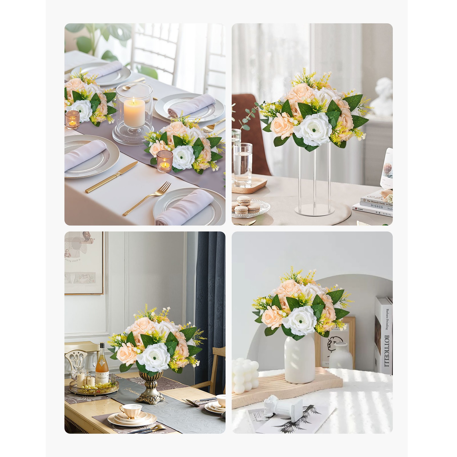 Uimoso Artificial Flower Balls for Wedding Centerpieces,Champagne Color,Set of10
