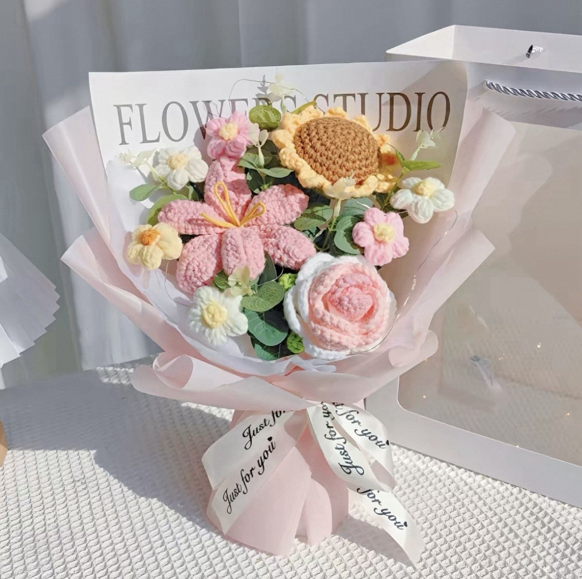Crochet Flowers Bouquet – Hand Knitted Rose Crochet Flower Bouquet for Home D…