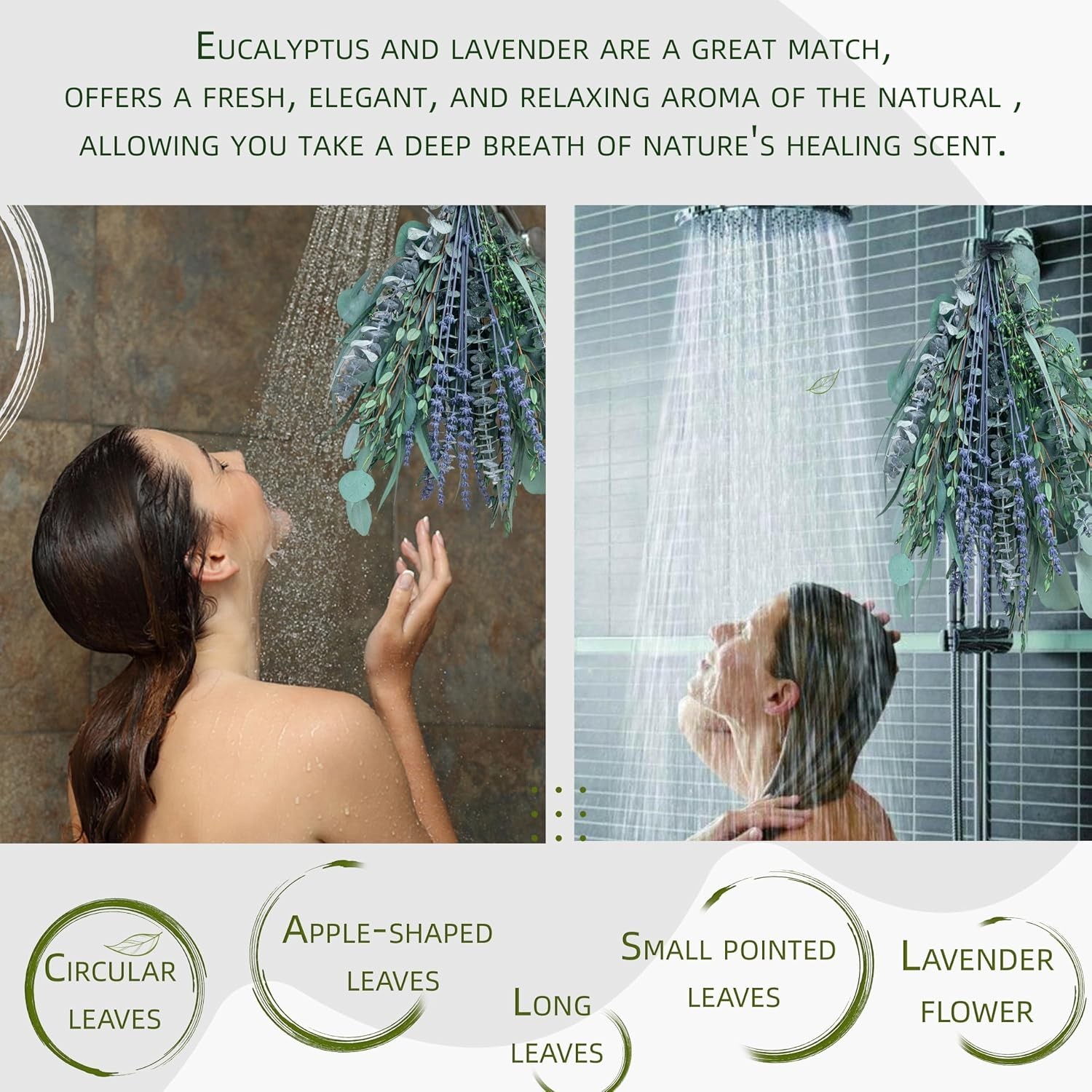 5 Kinds Eucalyptus for Shower,17″ Natural Fresh Hanging Eucalyptus & Lavender St