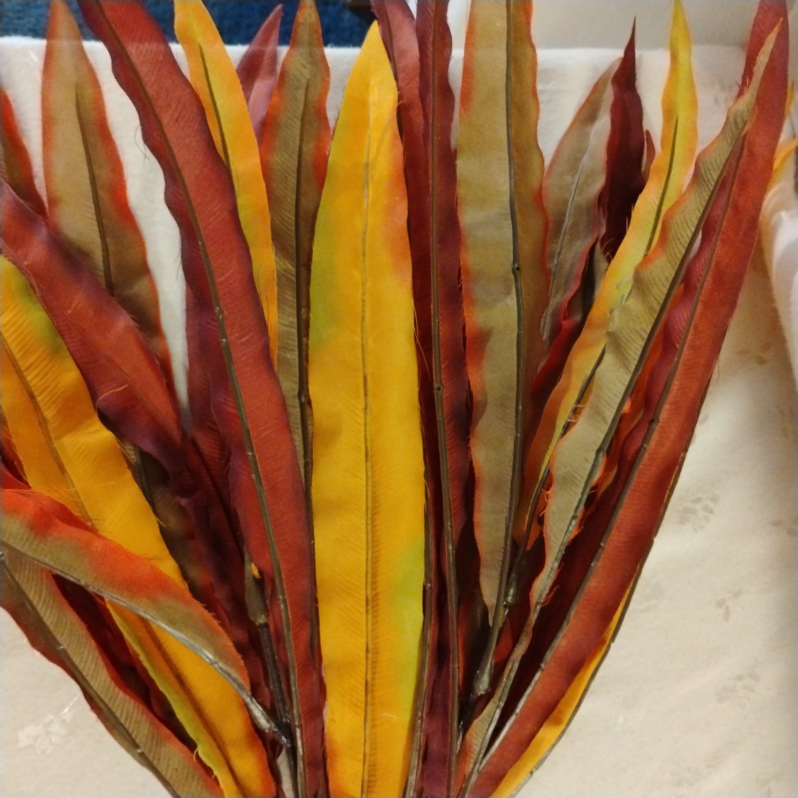 Artificial Vickerman Croton – 29 Orange & Burgundy Leaves – GUC 21.50″ Tall