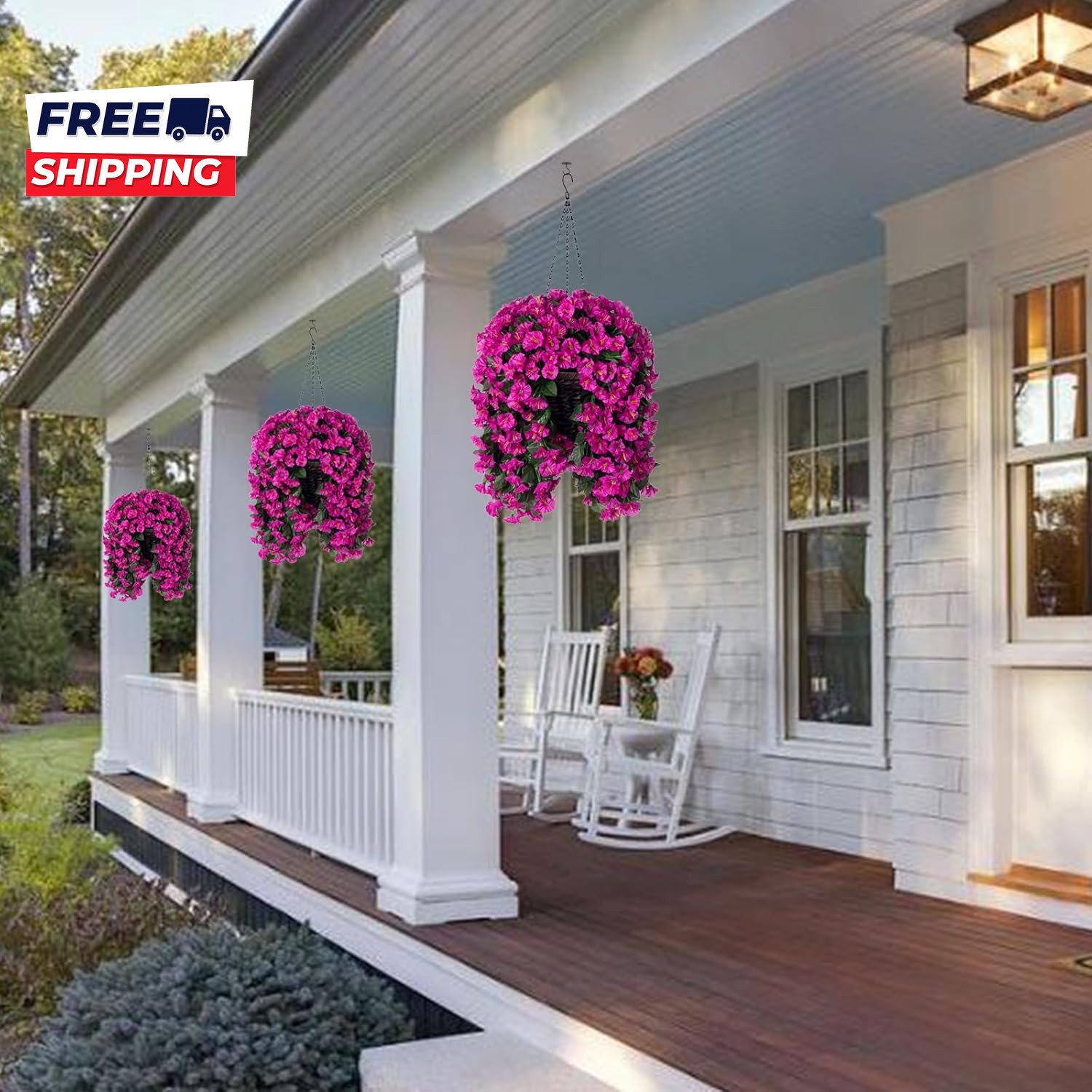 Artificial Fake Hanging Flowers Plants for Outdoor outside Decoration 2PCS Faux