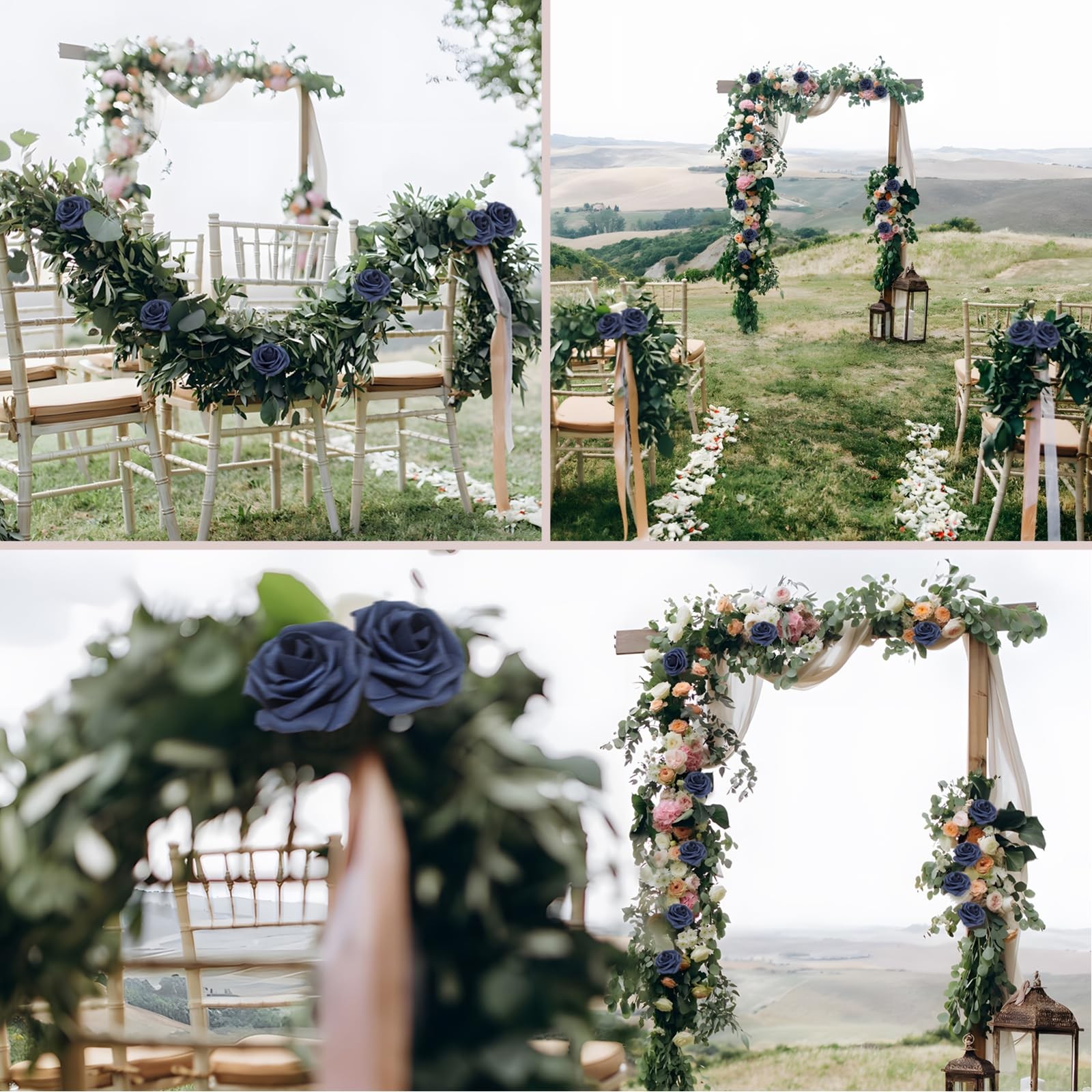 100 PCS Navy Blue Artificial Foam Roses Real Looking Fake Flower DIY Wedding