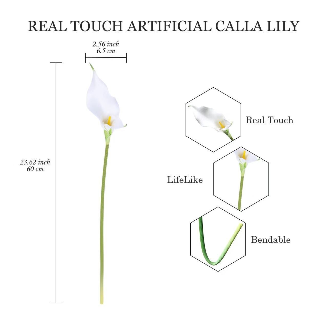 10pcs Calla Lily Artificial Bouquet with long -stems realistic white purple mix