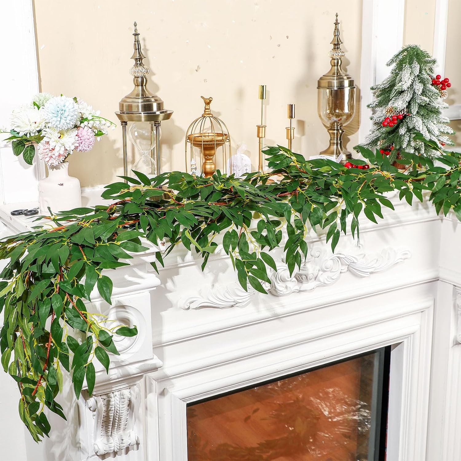 135ft Artificial Faux Greenery Garland Willow Leaves Vines Hanging Willow Vines