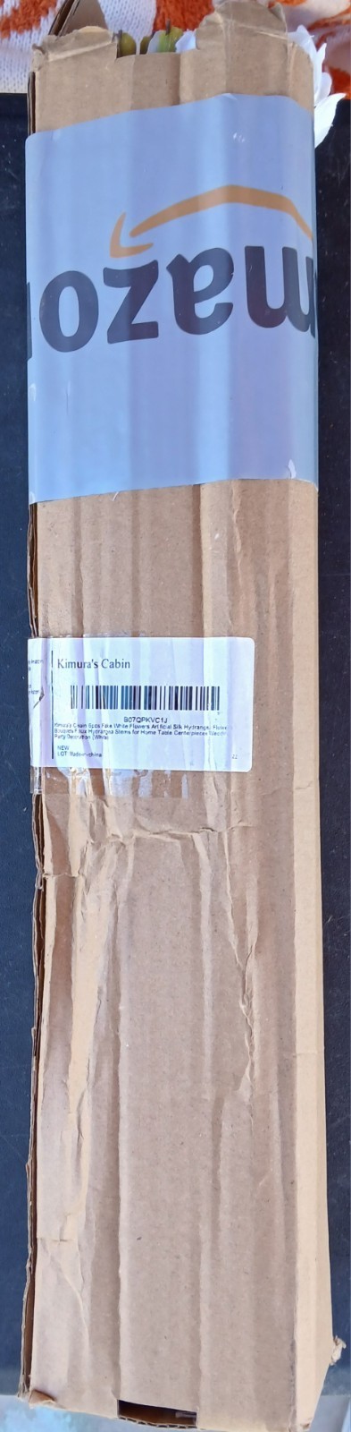 Kimura’s Cabin 6 Pcs. White Silk Hydrangea Flowers-17.7″ Tall-NEW IN ORIG BOX