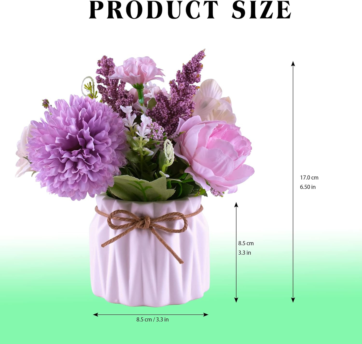 Artificial Potted Flowers, Small Ceramic Vase Fake Flower Plants Desktop Decorat