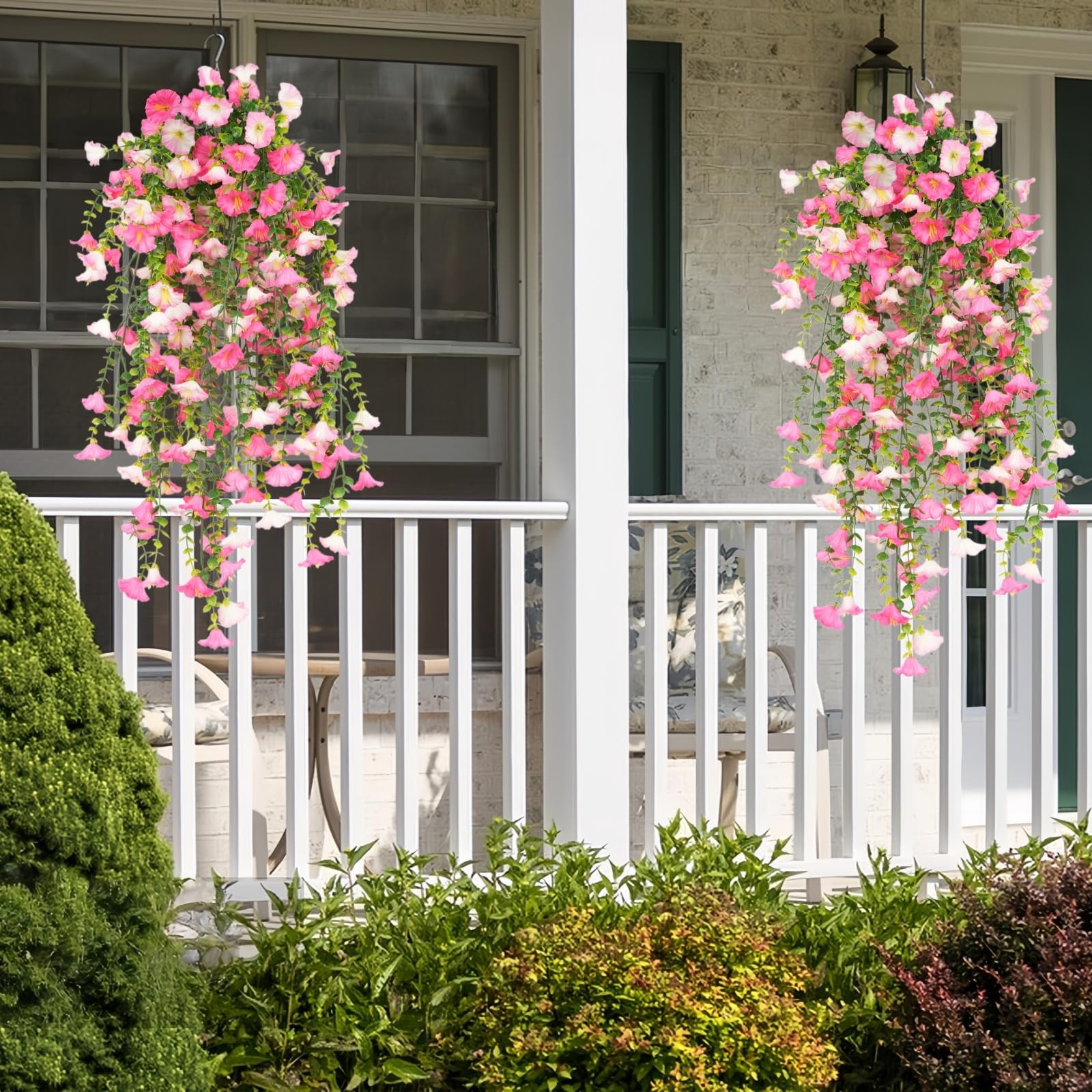 Outdoor Hanging Flowers Artificial Plants, 4PCS Fake Hanging Flowers UV Resis…