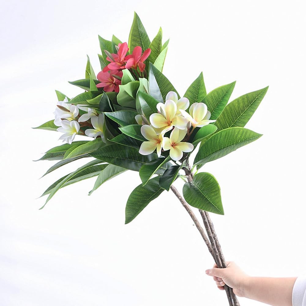 35.5 Inch Artificial Flowers Artificial Frangipani Flower 2 Pack Lifelike Rea…