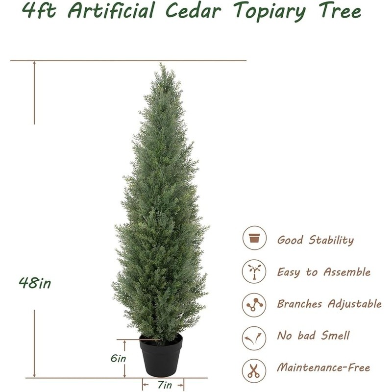 UV Resistant Cedar Topiary Tree Artificial Plant Outdoor Decorative Stable Pot