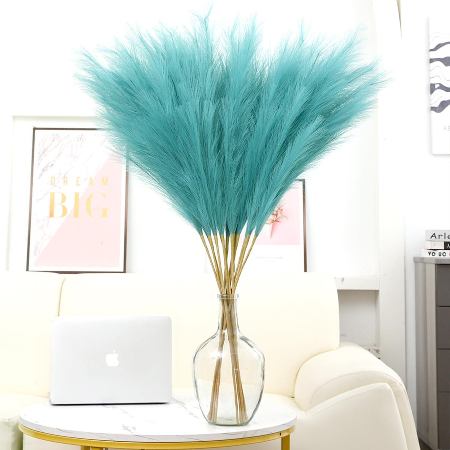 38″ 10 Stems Faux Pampas Grass Decor – Tall Pampas Grass for Floor Vase, Boho Ho