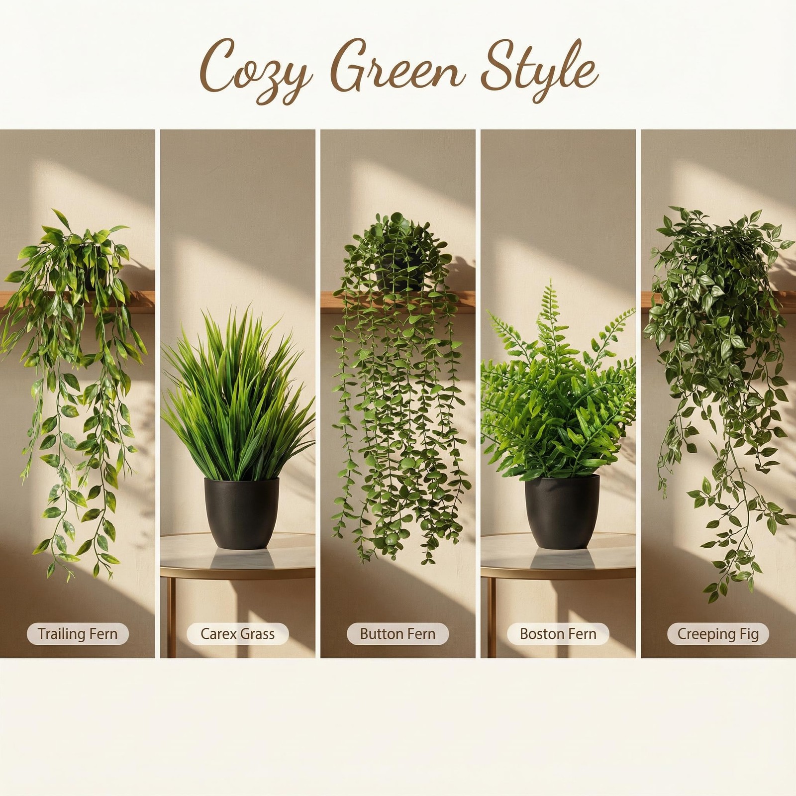 5 Pack Fake Plants – Artificial Hanging Plants & Small Potted Faux Eucalyptus…