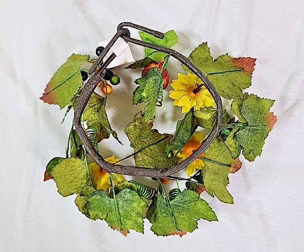 Princess House Set Of 2 Harvest Sunflower Candle Floral Pillar Rings #1200 ~ NEW
