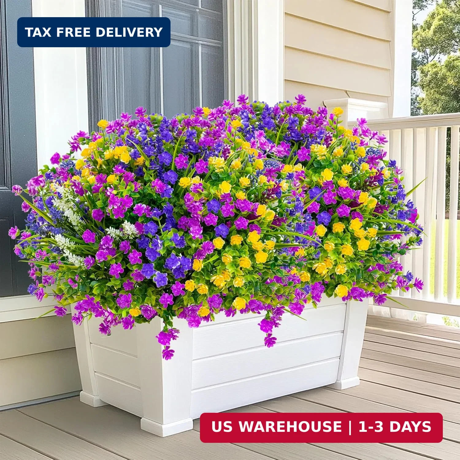AXYLEX Artificial Flowers Outdoor Fake Plants – 12 Bundles UV Resistant Shrubs N