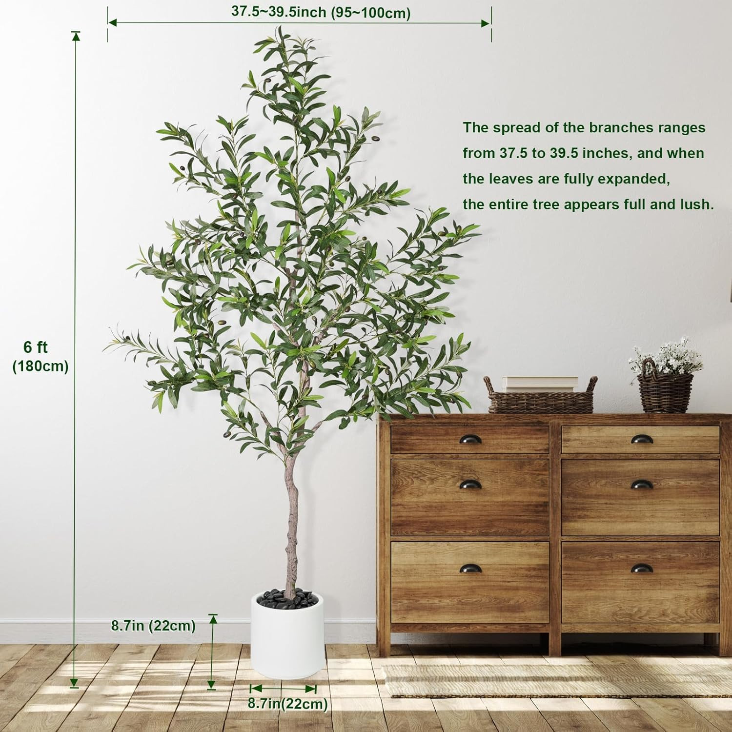 Artificial Olive Trees Indoor,Faux Olive Tree with White Planter Pot,Artificial