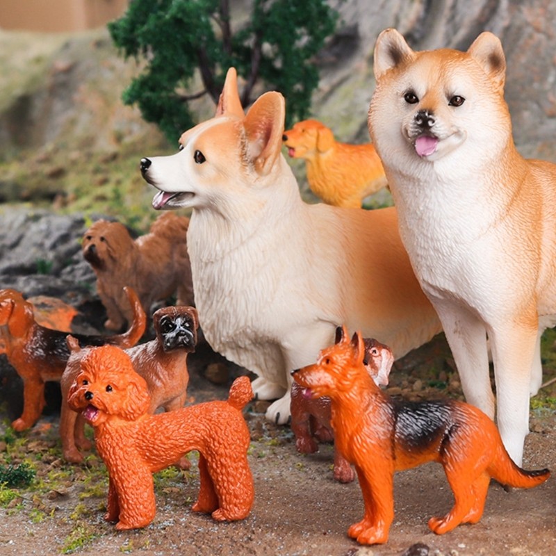 Artistic Plastic Dog Mini Figurines For Educational Play Toy And Interior Decors