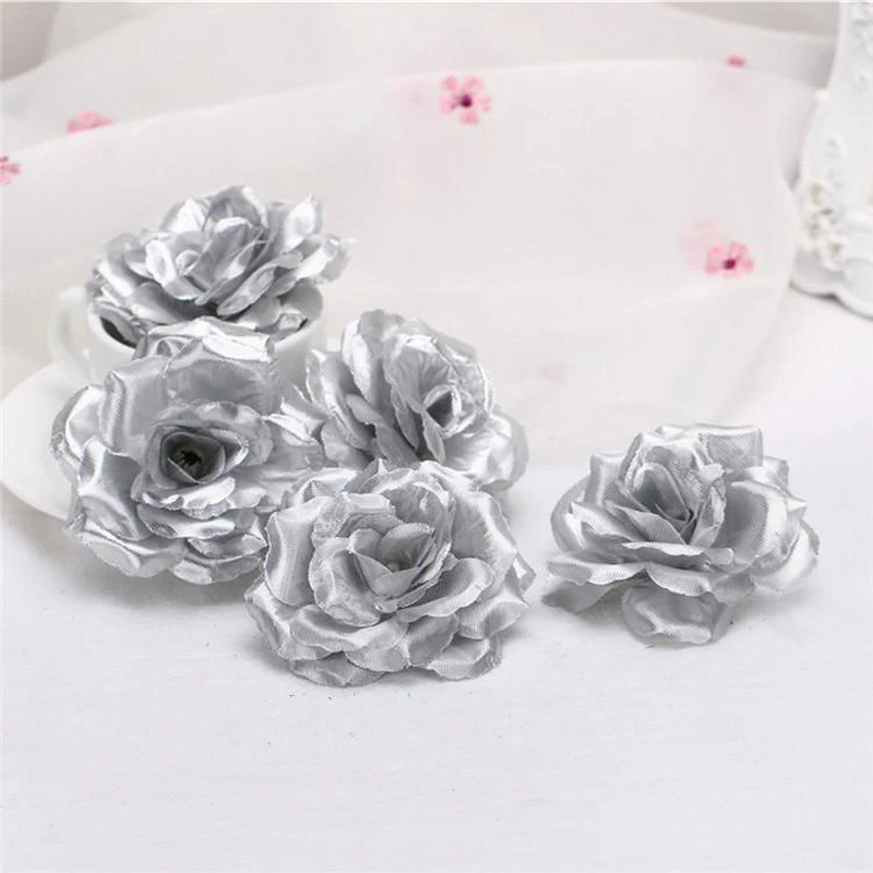 10Pcs Black Silk Rose Flower Heads for Wedding Decor – 8Cm