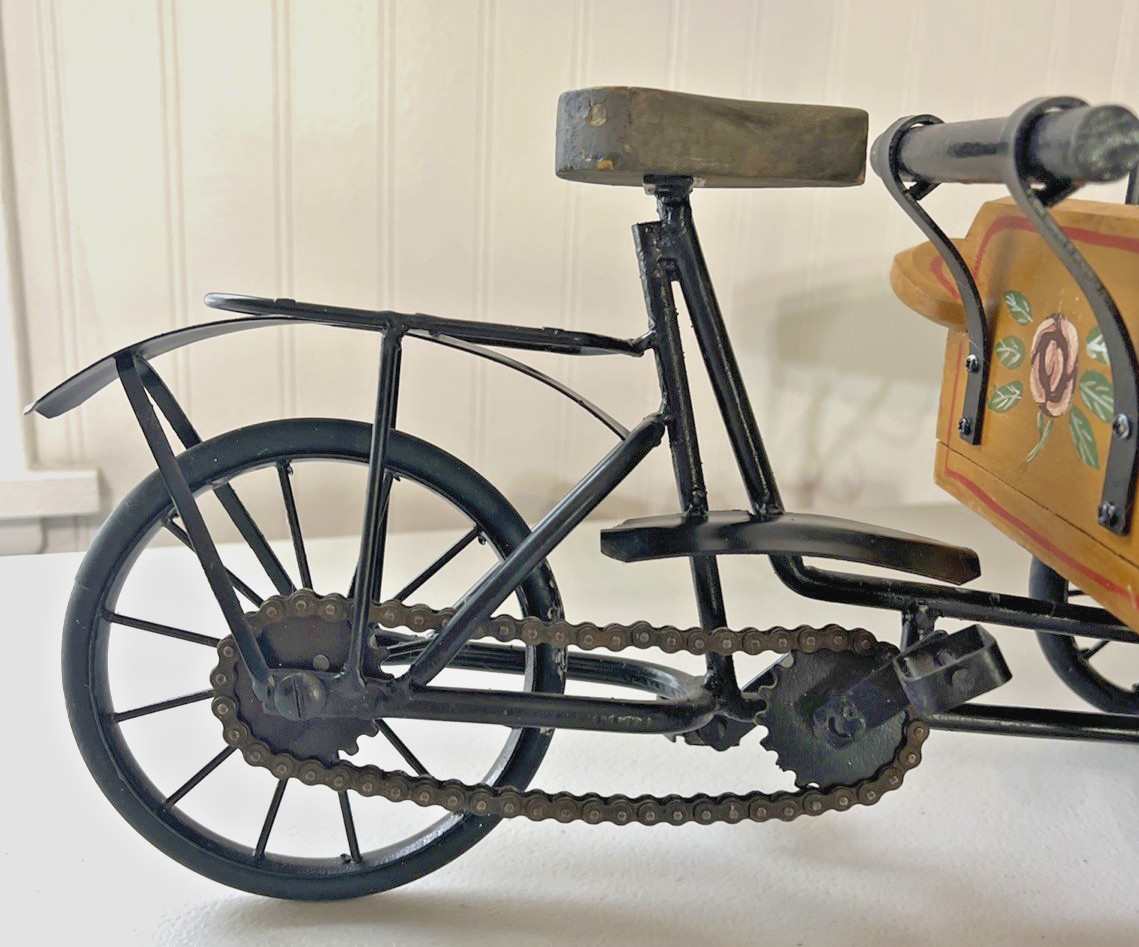 FLOWERS PLANTS CART WITH BICYCLE HOME DECOR DISPLAY VINTAGE STYLE