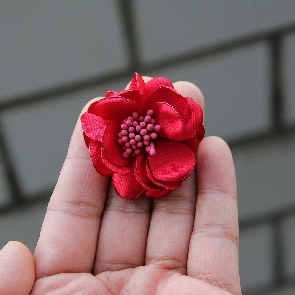 4.5CM Handmade Satin Fabric Artificial Flower For Wedding Party Clothing Decora