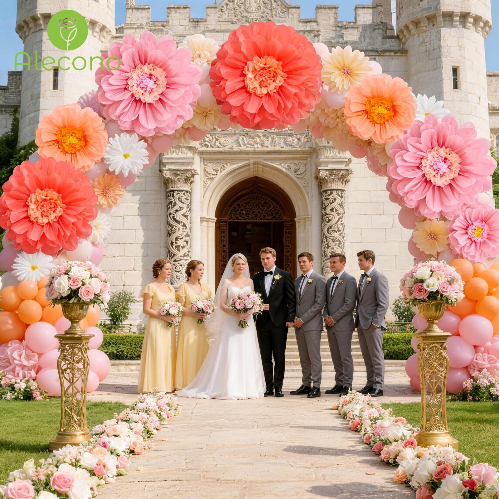 9 PCS Giant Handcrafted Tissue Paper Flowers Crepe Wall Decor 1424 Inch