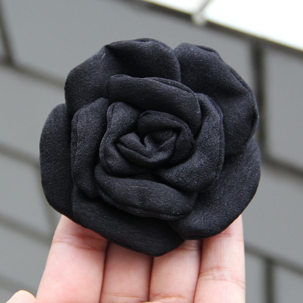 8cm Colorful Handmade Fabric Camellia Flowers Burned Edge Camellia For Crafts