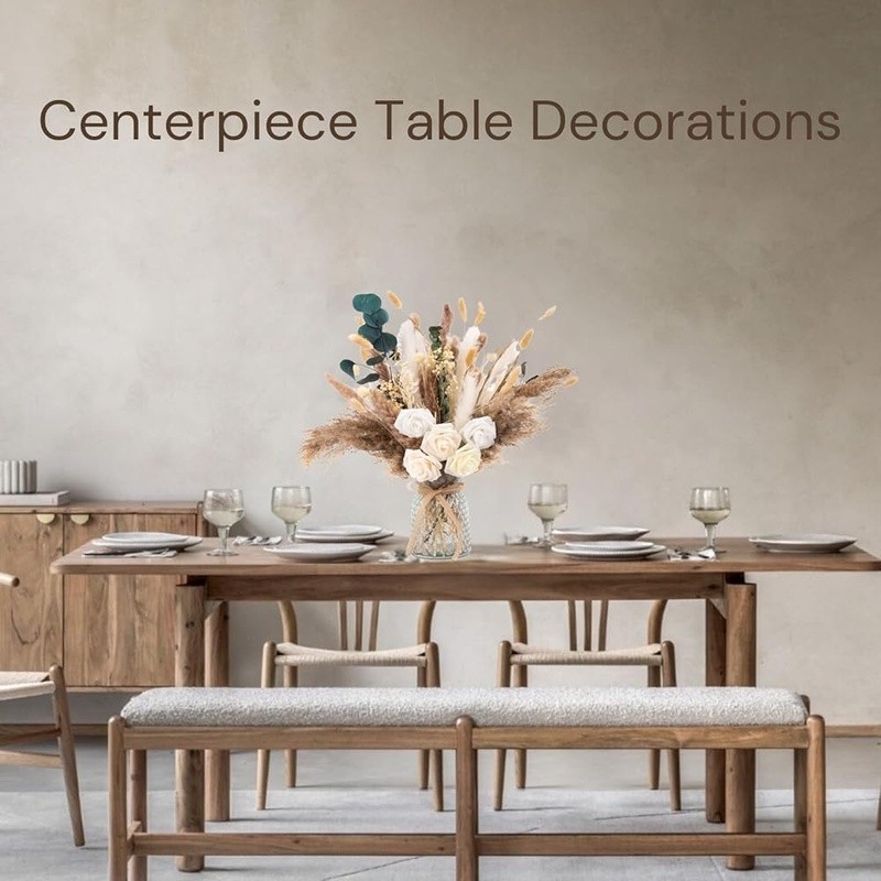 Elegant Artificial Flower Arrangement W/ Glass Vase Table Centerpiece Decor New