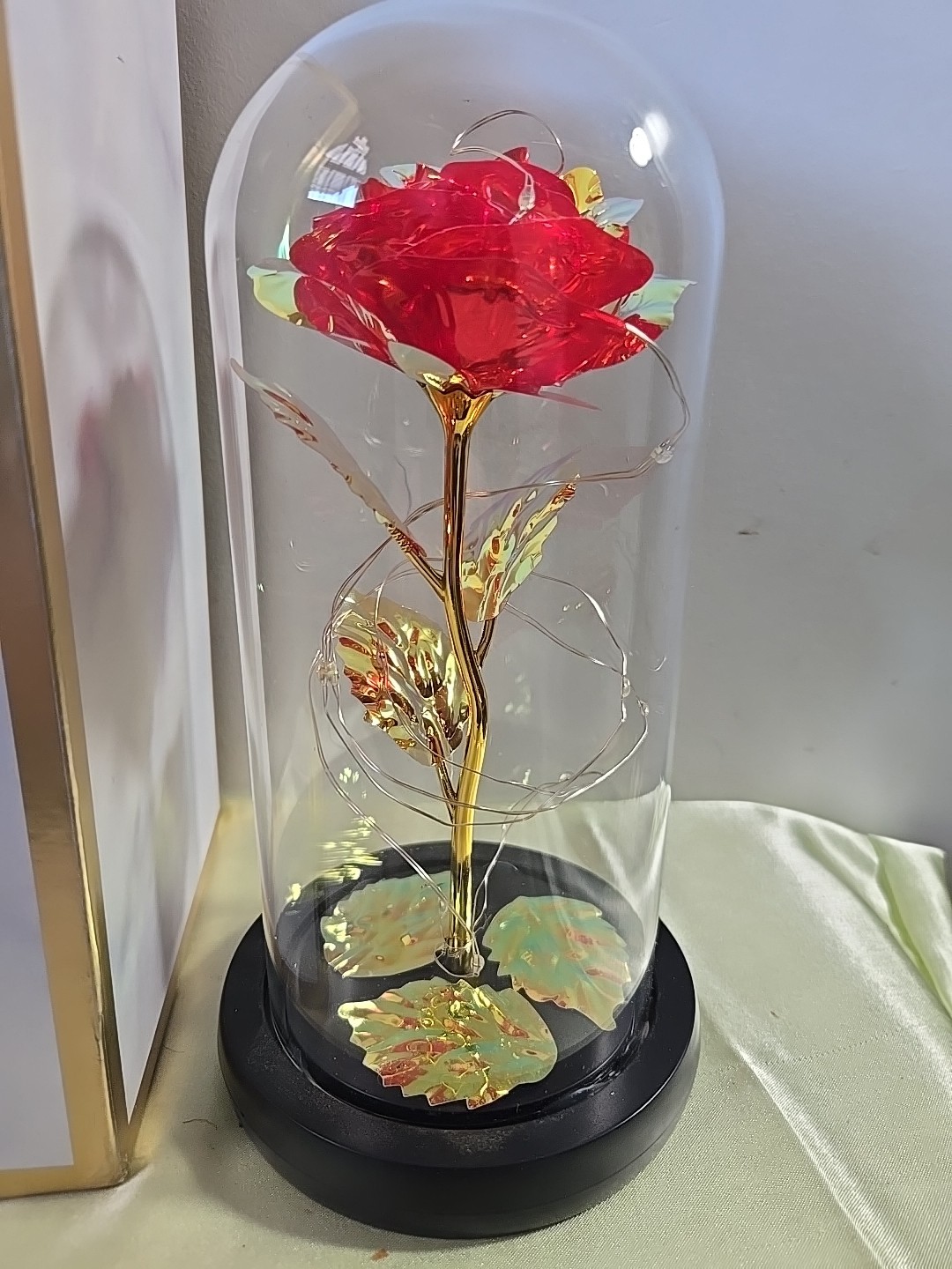 Red Rose In A Dome With Lights. for That Special Person.