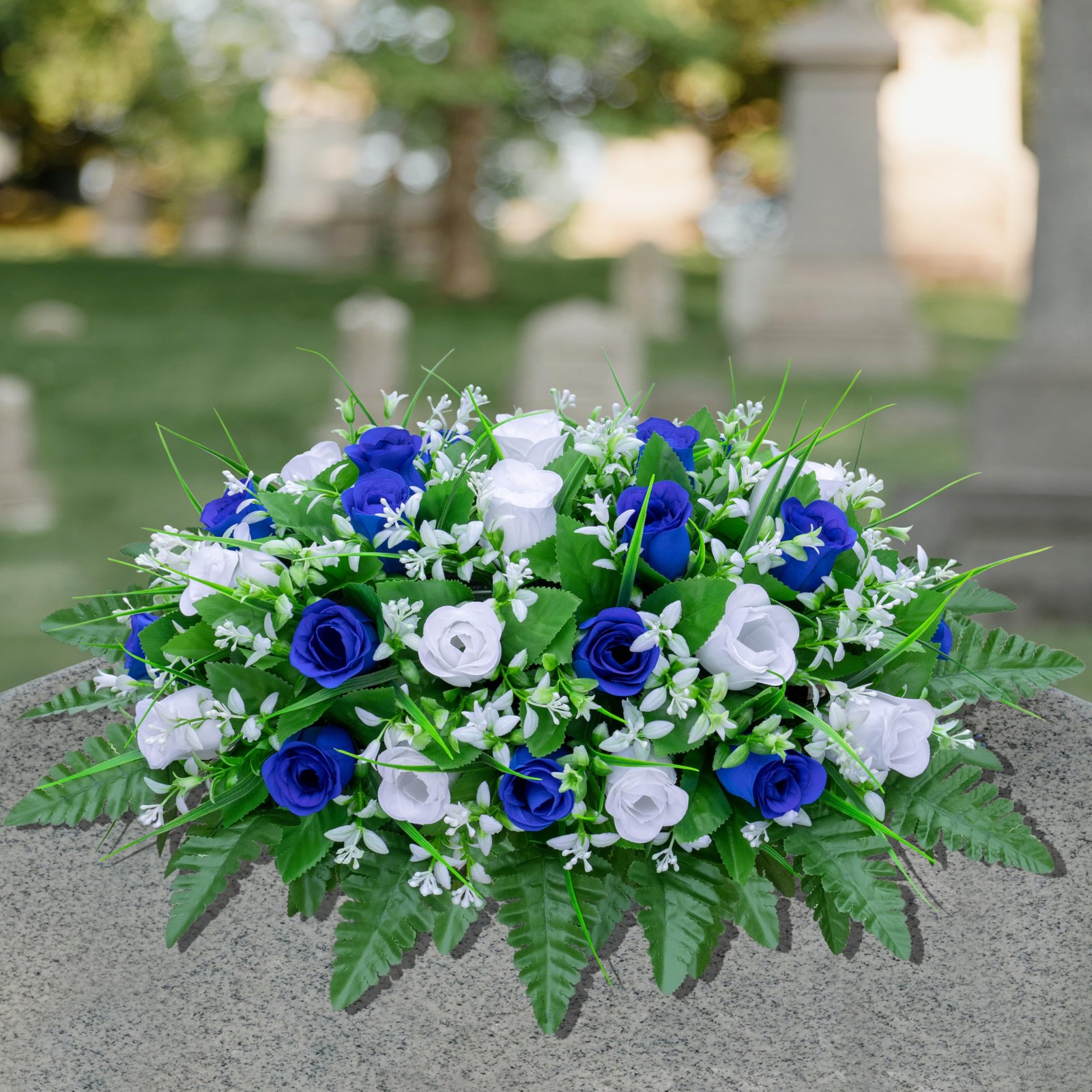 Artificial Cemetery Flowers Saddle-Shaped Tombstone Decorations Non-Fading UV…