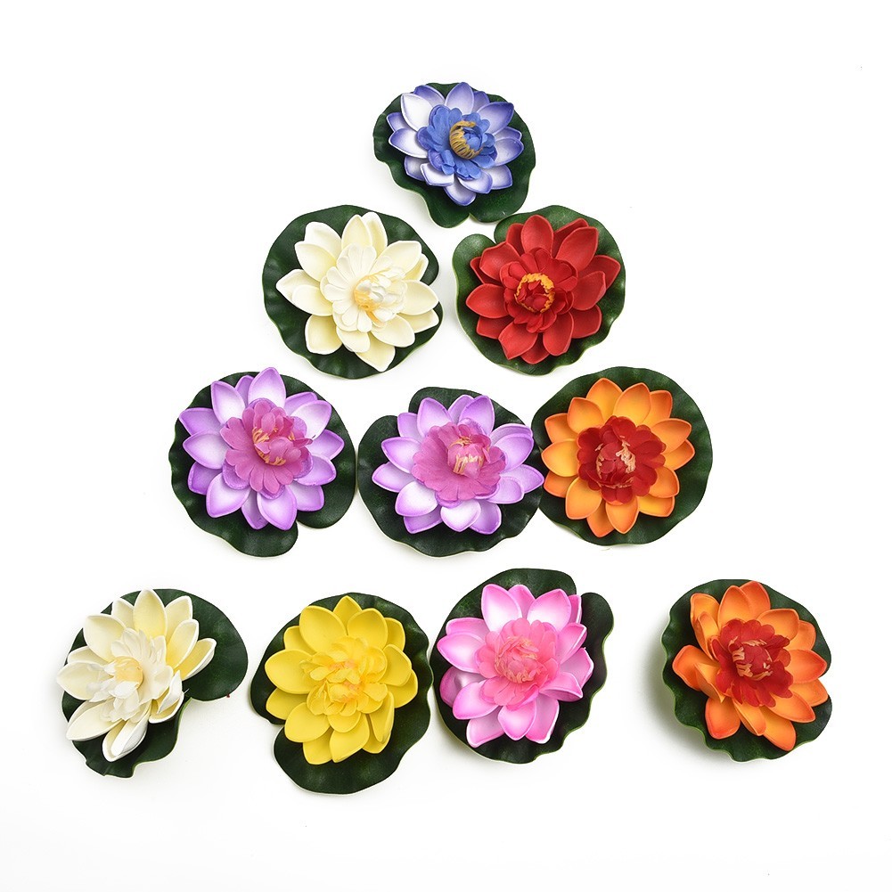 Fake Artificial Lotus Flower Water Lily Floral 10cm/4″ Outdoor decor 10pcs/set
