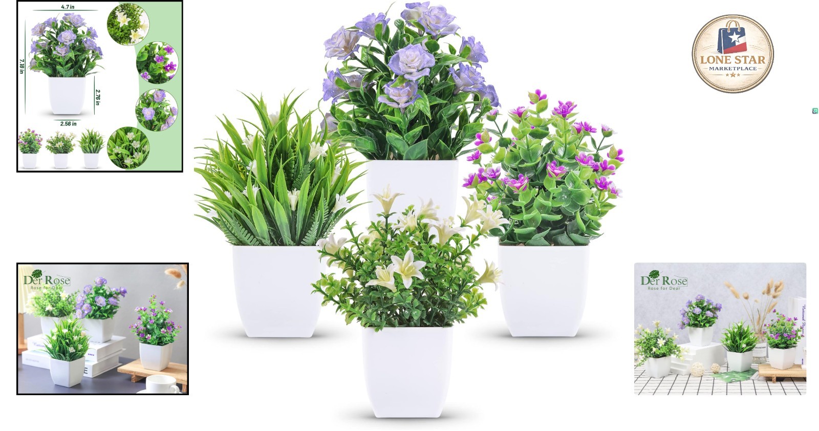 Realistic Spring Fake Plants – 4 Pack for Office and Home Decoration