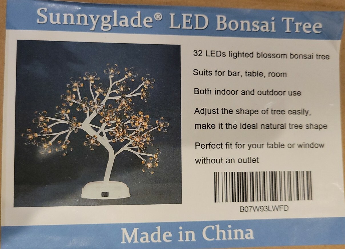 Brand New Damaged Box Sunnyglade 2PCS 16″ 32 LED Bonsai Tree Warm White Decor