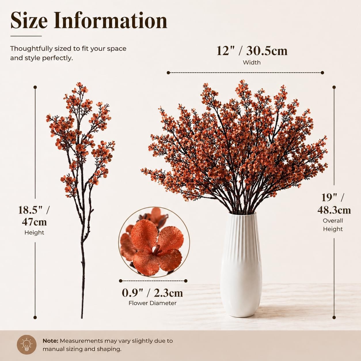 6 Bundles Burnt Orange Flowers Silk Babys Breath Artificial Flowers Fall Flow…