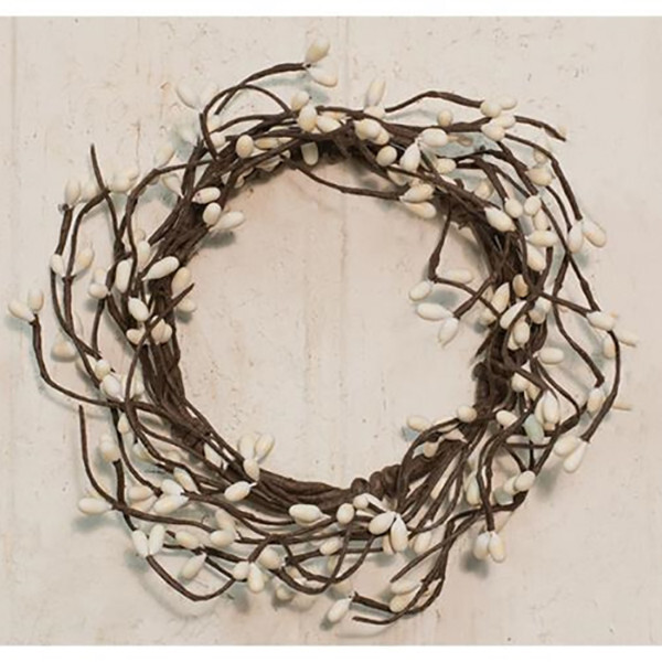 Pip Berry Candle Ring / Wreath – Ivory, Brown Stem 3.5″ Inner Diameter