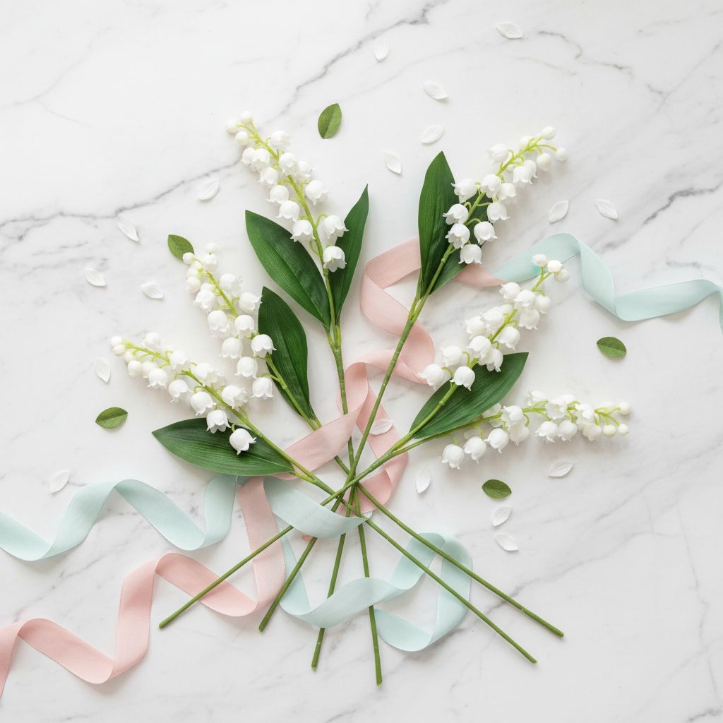 Artificial Lily Of The Valley Flowers 8 Stem Bunch Faux White Floral Bouquet Rea