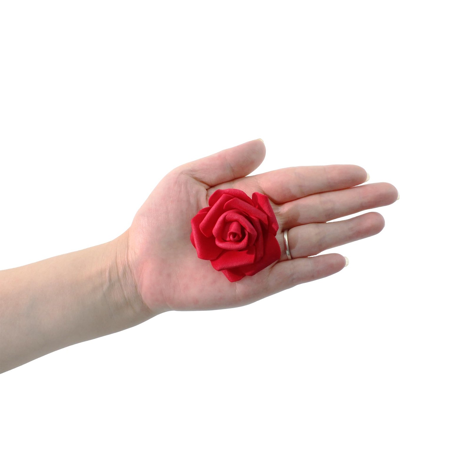 100 PCS 2 Inch Rose Cherry Red Artificial Flowers Faux Foam Fake Head Bulk DIY