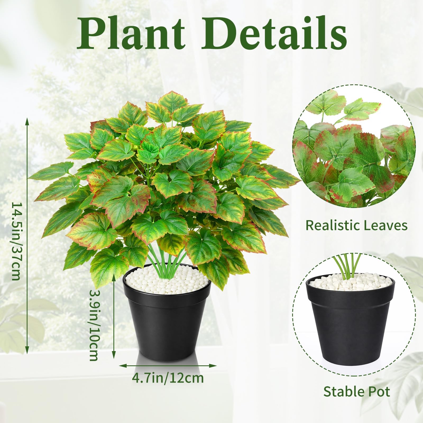2 PCS 14.9 Inch Artificial Grape Vine 6Branch Plastic Fake Potted Plant