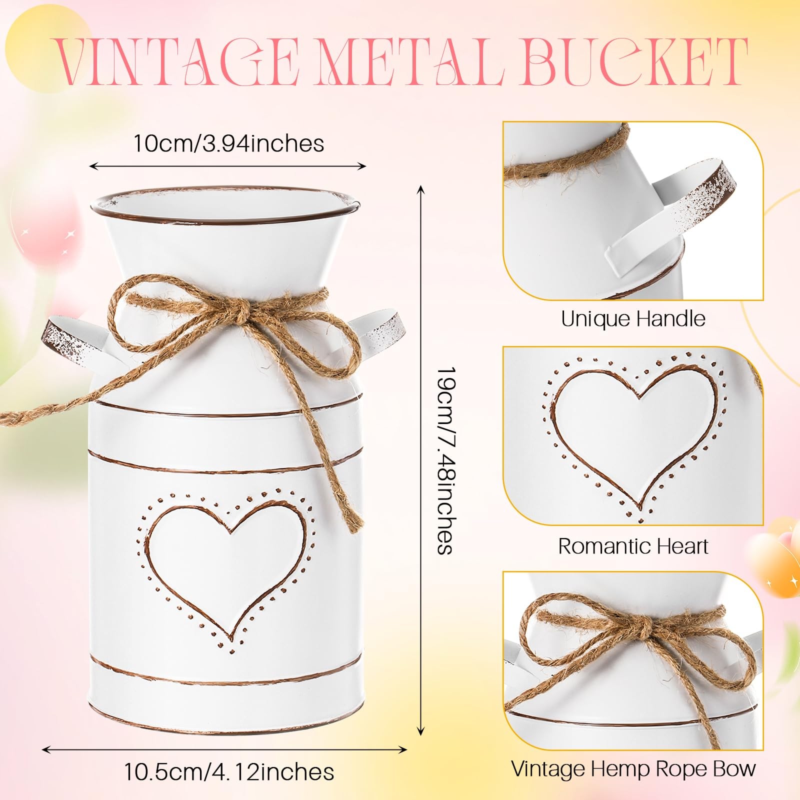 19 PCS Spring Easter Centerpieces 18 Artificial Tulip Bouquet 1 Metal Pot Vase