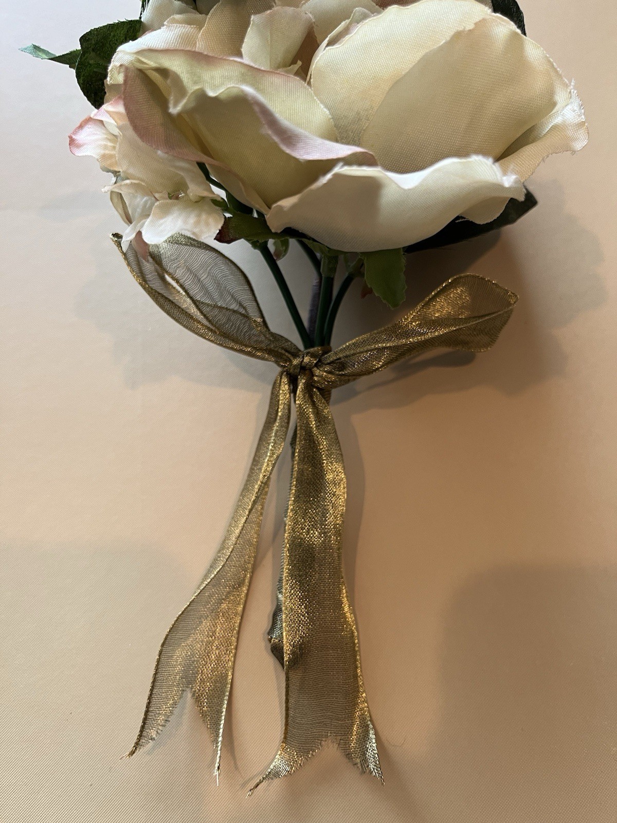 Decorative Flowers Set Of 4 Multicolored Ivory, Eggplant Purple, Deep Pink New