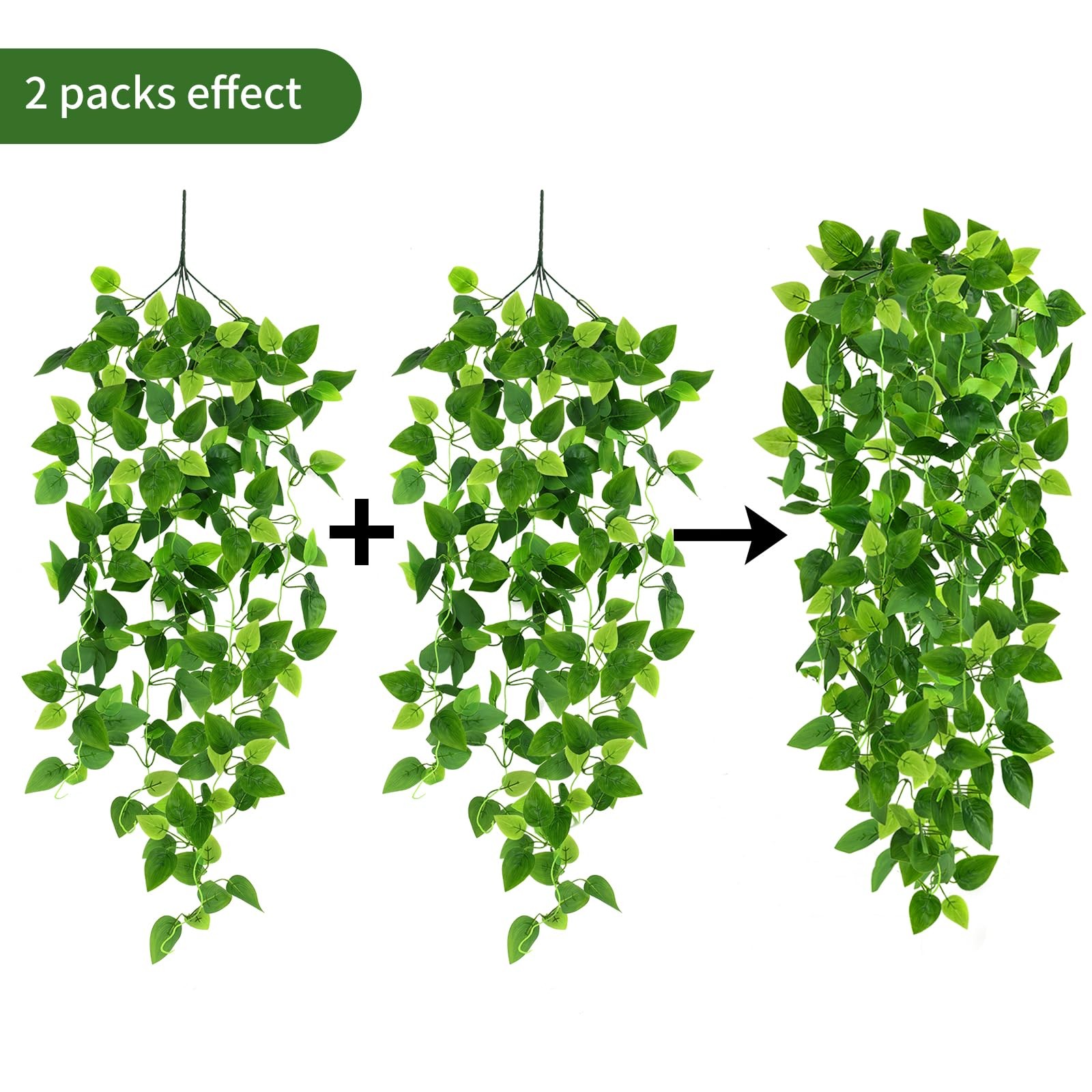 3pcs Fake Hanging Plants for Room Decor, 3.6ft Artificial Ivy Pothos Vine for…