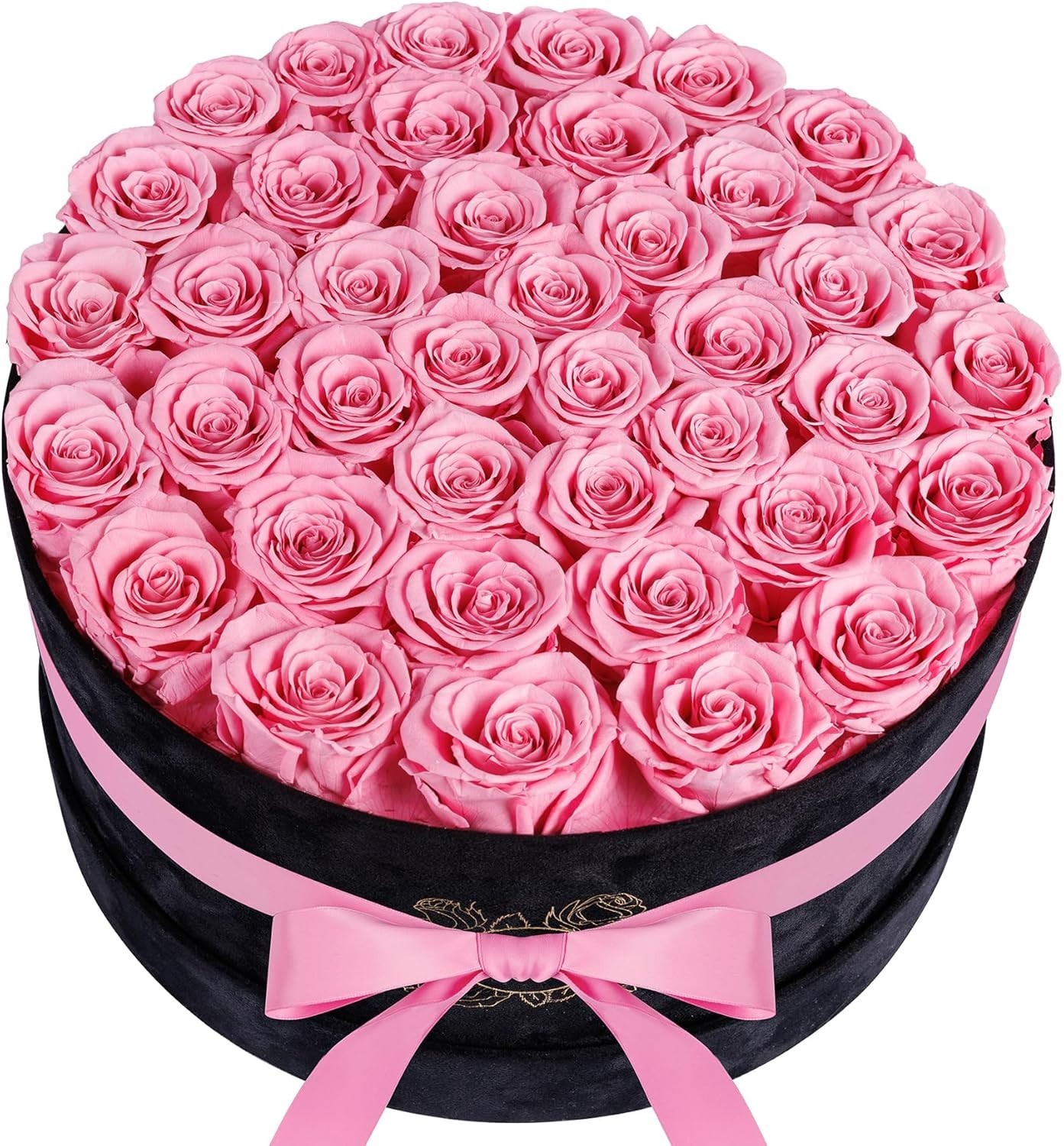 Charming 40-Piece Preserved Roses Gift in Suede Box: Lasting Elegance for Her