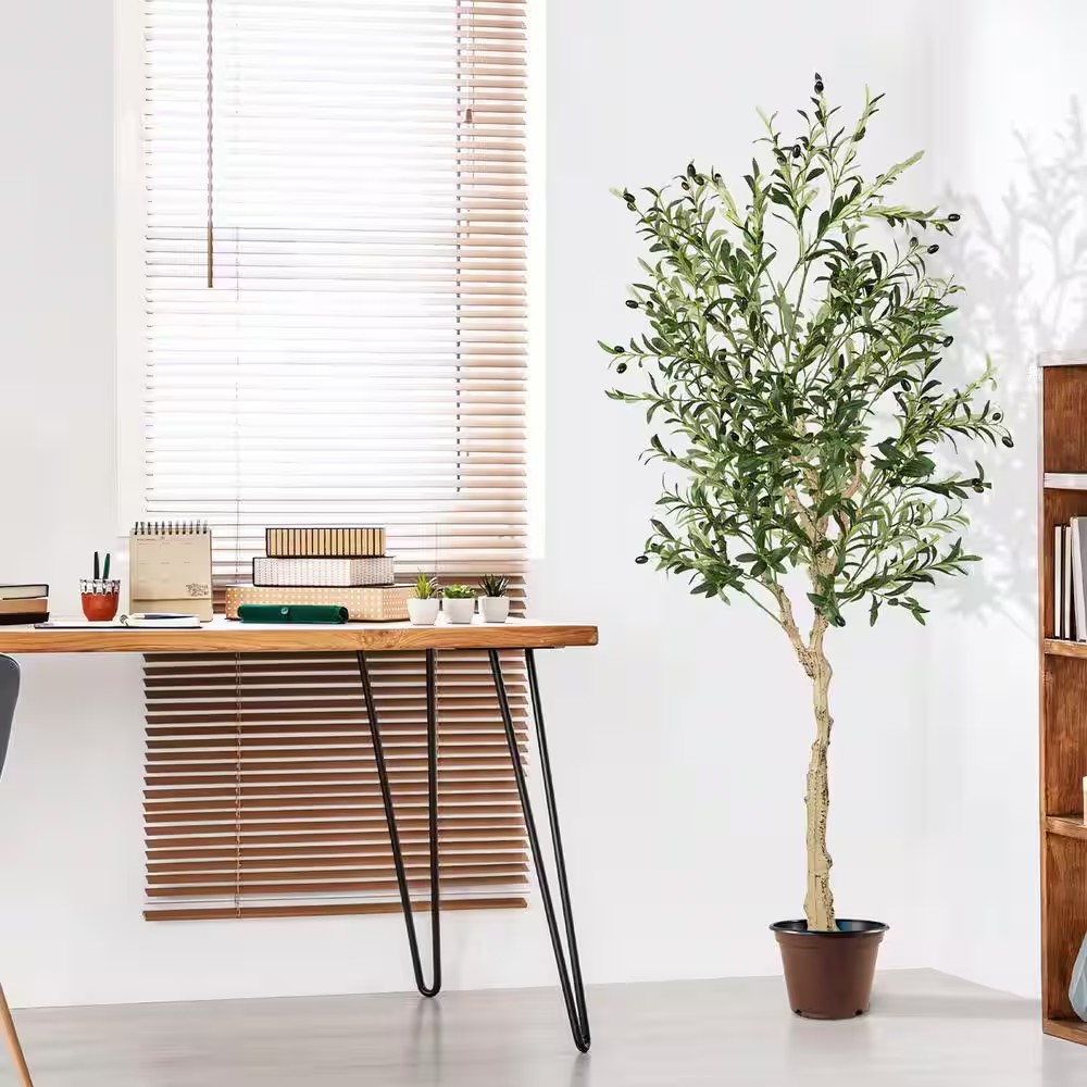 6 Ft. Tall Artificial Olive Tree Faux Olive Plants for Indoor and Outdoor (2- Pa