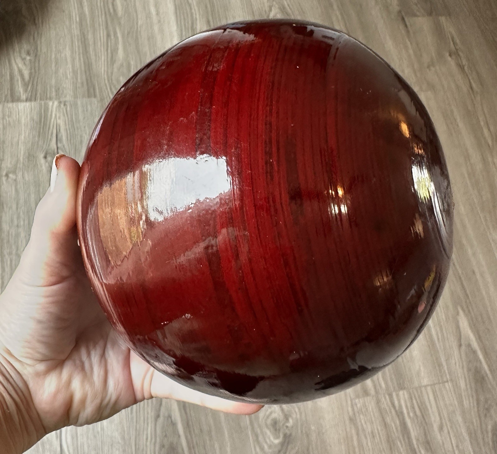 Glossy Deep Red Maroon Decorative Gazing Ball Globe Hollow Lightweight 19” Diam