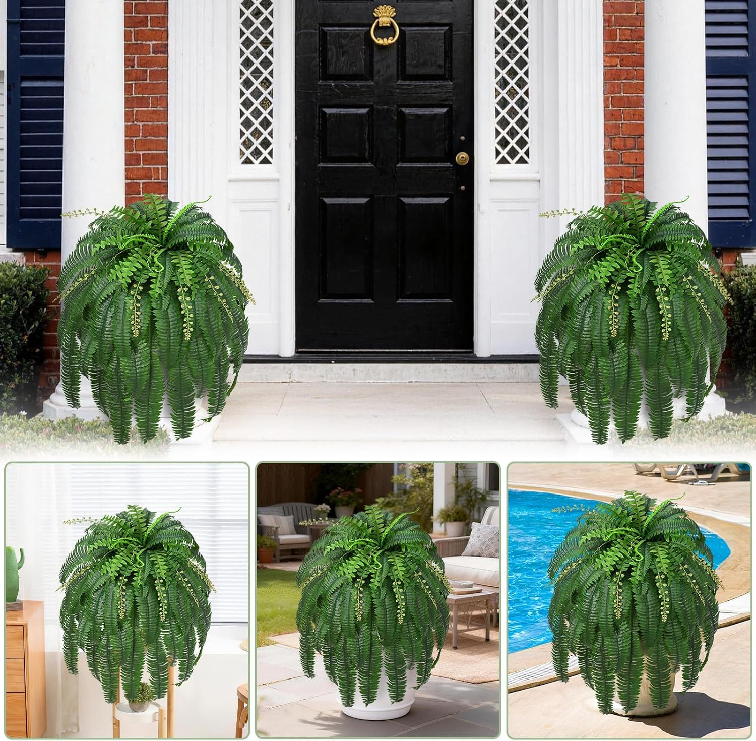 2 Pcs 67″ Fake Ferns Large Artificial Plants Outdoor, Artificial Ferns for Outdo