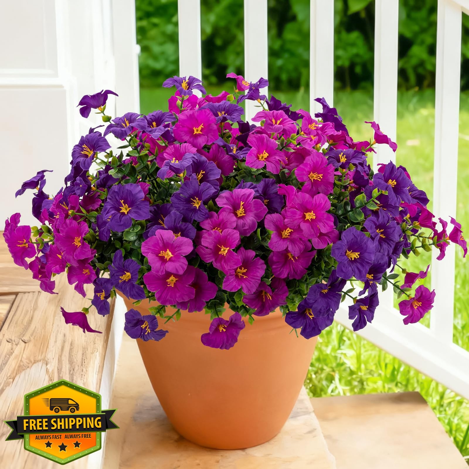 ALOXA Artificial Flowers Purple Fuchsia 12 Bundles