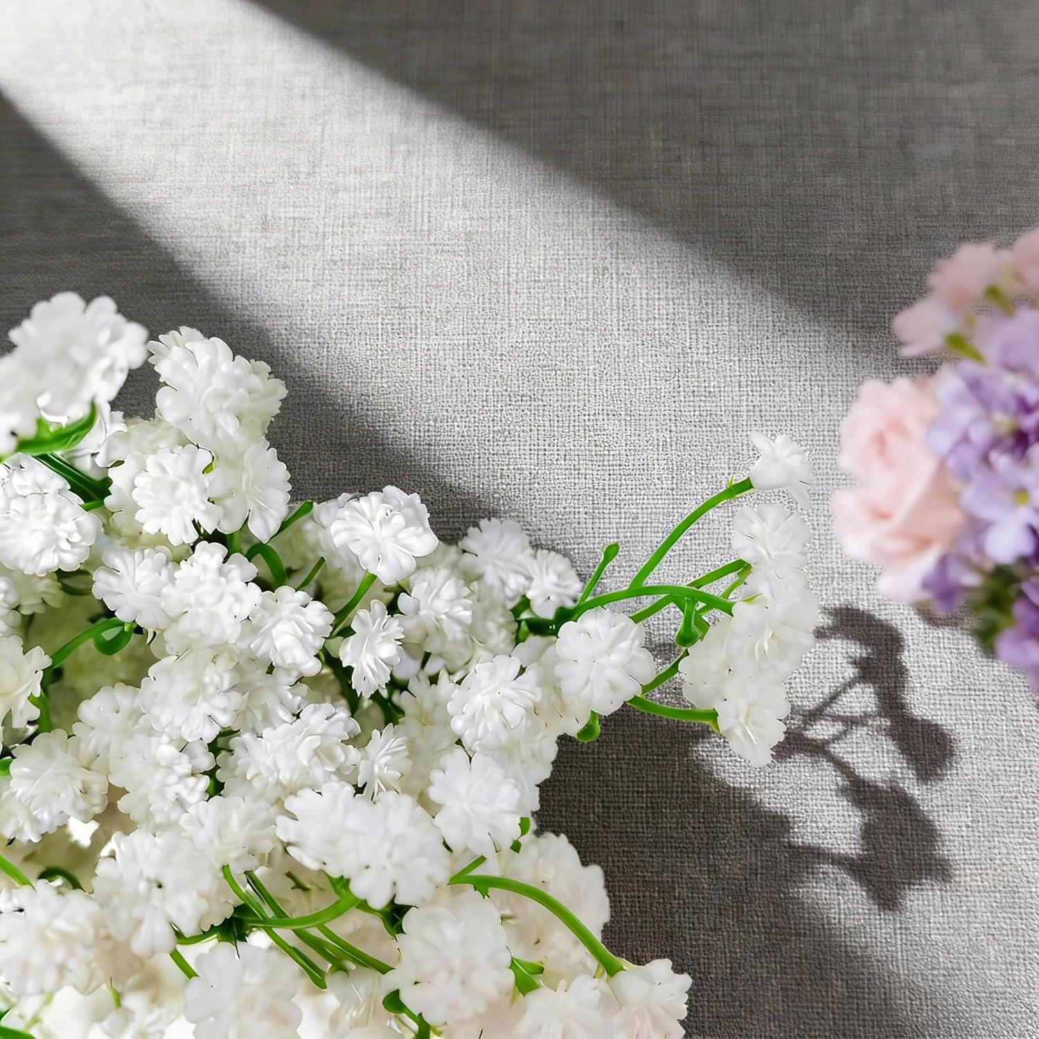 100Pcs Baby’s Breath Artificial Flowers, White Real Touch Gypsophila Fake Flower