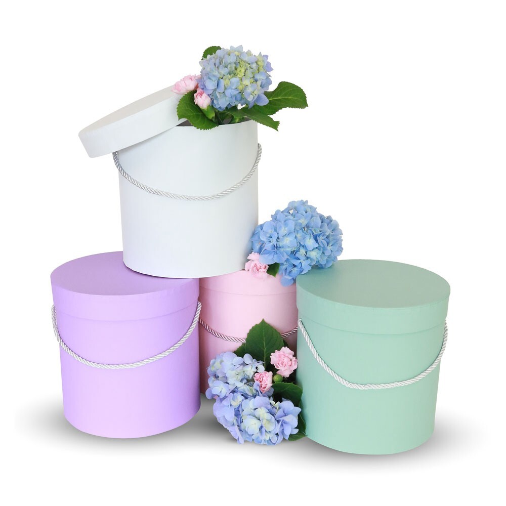 Premium Quality Round Flower Box, Floral Gift Box, Set of 3 pcs, with Lids